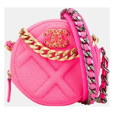 Chanel Pink Jersey Round Clutch on Chain