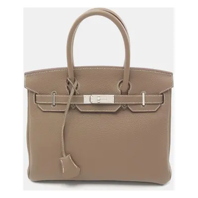 Hermes Brown Togo Leather Birkin Tote Bag