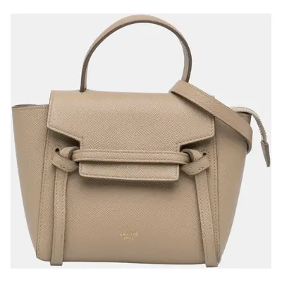 Celine Brown Nano Leather Belt Satchel