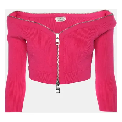 Alexander McQueen Pink Stretch Fabric Crop Top Cardigan