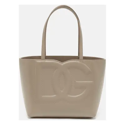 Dolce & Gabbana Grey Leather Small DG Logo Tote