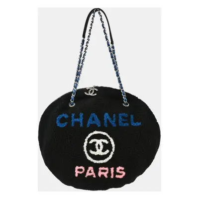 Chanel Black Shearling Round Shoulder Bag