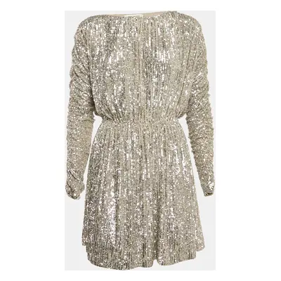 Saint Laurent Metallic Champagne Sequin Knit Dress