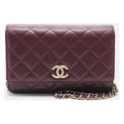 Chanel Bordeaux Leather Chain Shoulder Bag