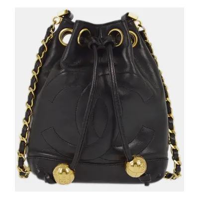 Chanel Black Lambskin Bucket CC Shoulder Bag