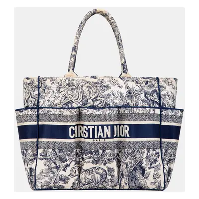 Dior Blue Embroidered Toile De Jouy Catherine Tote