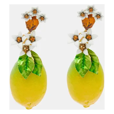 Dolce & Gabbana Lemon Composite Crystals Gold Tone Earrings