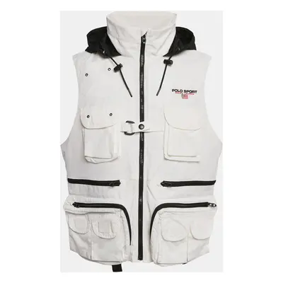 Polo Ralph Lauren White Nylon Zip-Up Hooded Utility Vest