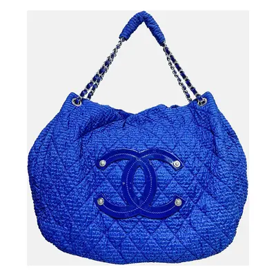 Chanel Blue Fabric Shopping Bag