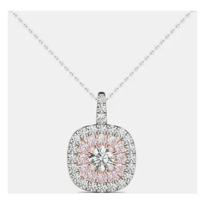 14K White Gold Natural Diamond Double Halo Pendant (1.00 Ctw)