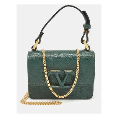 Valentino Dark Green Leather Mini VSling Shoulder Bag