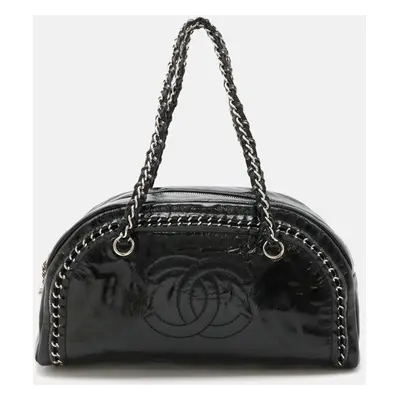 Chanel Black Plastic Coco Mark Matelasse Bowling Bag