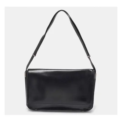 Gucci Black Leather Flap Shoulder Bag