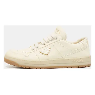 Prada Cream Leather Lace Up Sneakers Size 36.5