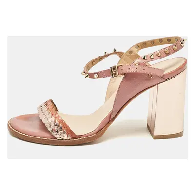 Zadig & Voltaire Metallic/Pink Leather Ankle Strap Sandals Size