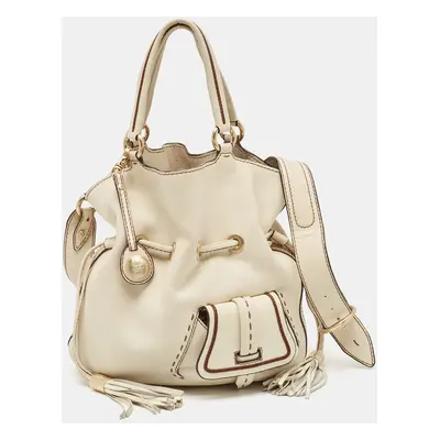 Lancel Off White Leather Premiere Flirt Bucket Bag