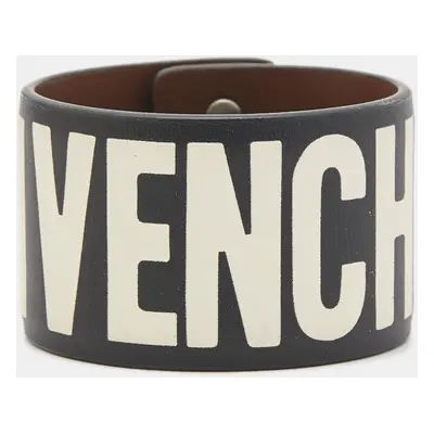 Givenchy Black Leather Logo Print Bracelet