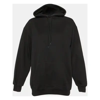 Balenciaga Black Logo Print Cotton Hooded Sweatshirt