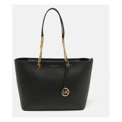 Michael Kors Black Leather Large Shania Chain Tote