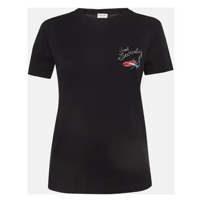 Saint Laurent Black No Smocking Print Cotton T-Shirt