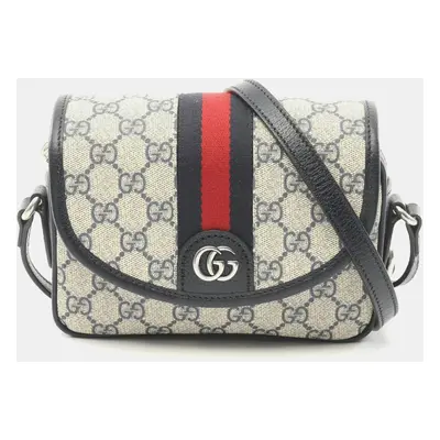 Gucci Beige/Navy/Red Coated Canvas Leather Ophidia GG Supreme Sherry Shoulder Bag