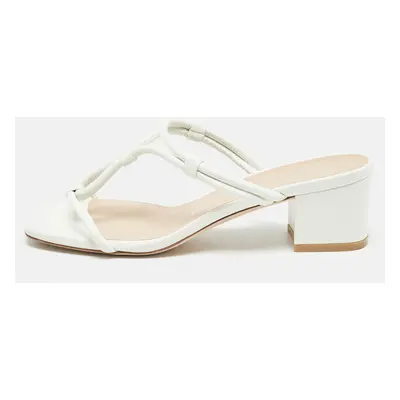 Stuart Weitzman White Leather T Strap Sandals Size 37.5