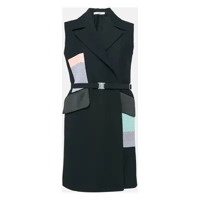 Celine Black Patchwork Detail Wool Sleeveless Coat