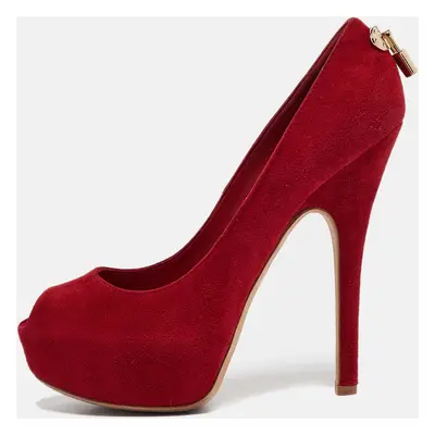 Louis Vuitton Red Suede Oh Really! Platform Pumps Size