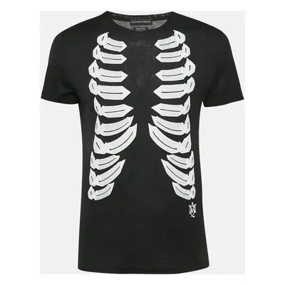 Alexander McQueen Black Ribcage Print Cotton T-Shirt