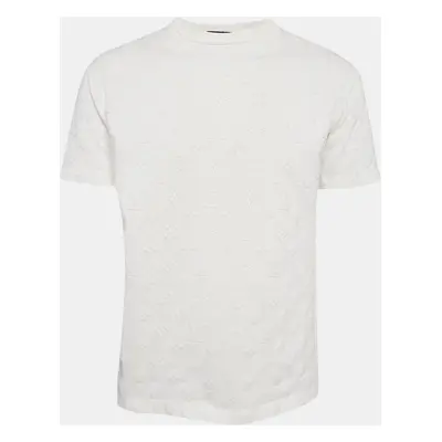 Louis Vuitton White Cotton Logo Jacquard Knit T-Shirt