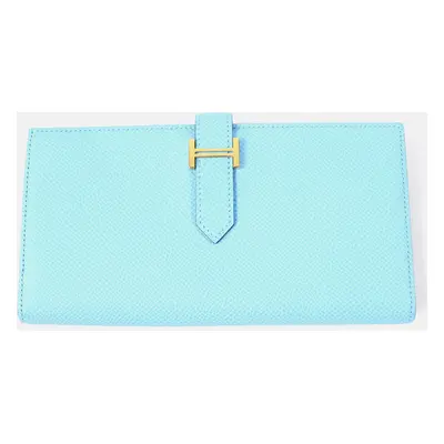 Hermes Blue Leather Epsom Celeste Veil Jade Purse