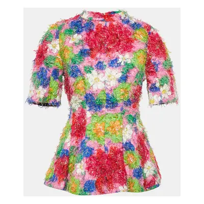 Marni Multicolor Floral Print Cotton Blend and Lurex Top