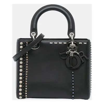 Dior Black Medium Studded Calfskin Lady Dior