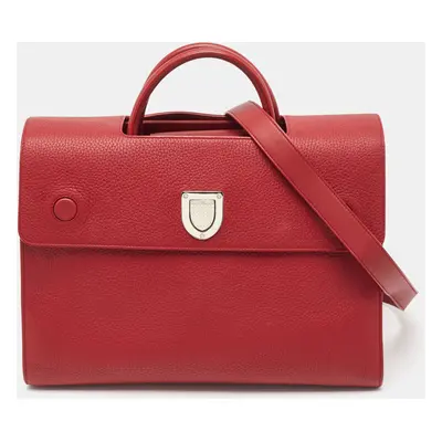 Dior Red Leather Large Diorever Top Handle Bag