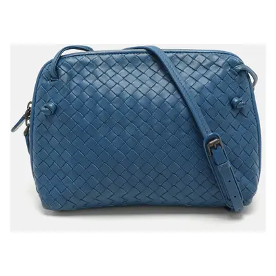 Bottega Veneta Blue Intrecciato Leather Nodini Crossbody Bag