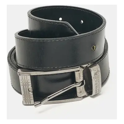 Burberry Black Glossy Leather Buckle Belt