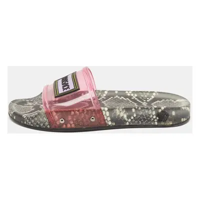 Versace Pink PVC Logo Flat Slides Size