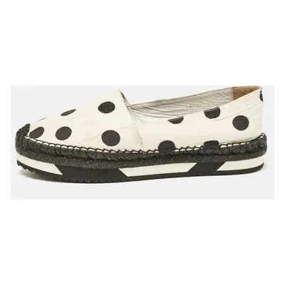 Dolce & Gabbana White/Black Canvas Polka Dot Print Flat Espadrilles Size