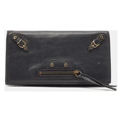 Balenciaga Dark Blue Leather Classic Continental Wallet