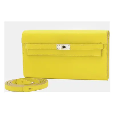 Hermes Jaune Evercalf Leather Kelly To Go Wallet