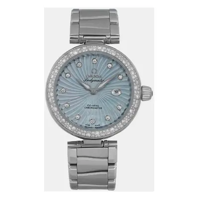 Omega Blue MOP Diamond Stainless Steel De Ville Ladymatic Automatic Women's Wristwatch mm