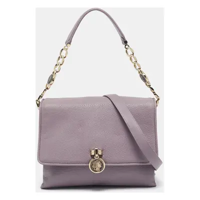 Bvlgari Lavender Leather Monette Flap Top Handle Bag