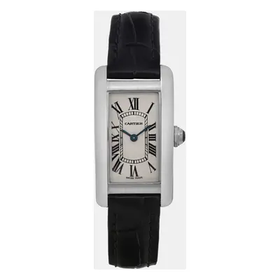 Cartier White 18K White Gold Tank Americaine W2601956 Quartz Women's Wristwatch 28mm