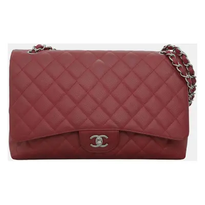 Chanel Red Caviar Leather Maxi Flap Bag