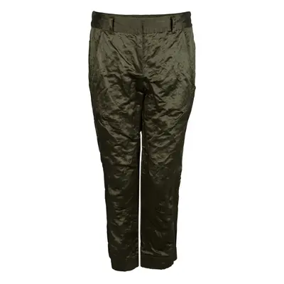 Vera Wang Olive Green Slipper Satin Tapered Trousers