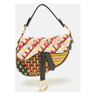 Dior Multicolor Beaded Mini Saddle Bag