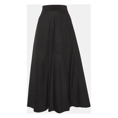 Sportmax Black Gabardine Pleated Midi Skirt