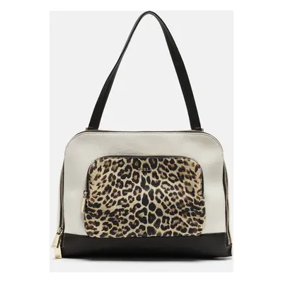 Furla Multicolor Leather Leopard Print Detail Satchel