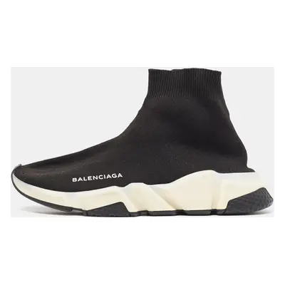 Balenciaga Black Knit Fabric Speed Trainer High Top Sneakers Size