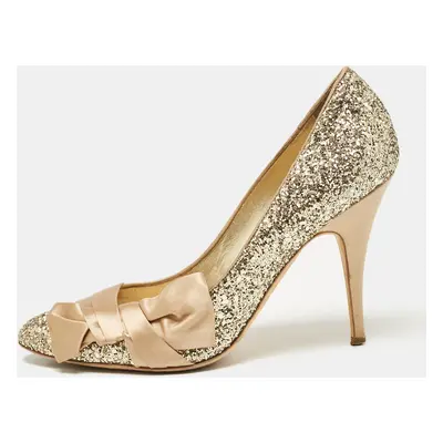 Giuseppe Zanotti Gold Glitter and Satin Uma Pumps Size